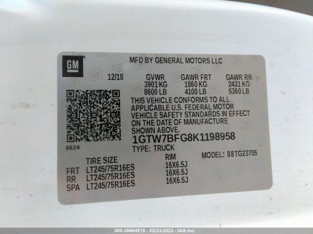 1GTW7BFG8K1198958 GMC SAVANA CARGO VAN