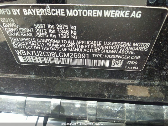 BMW 7 Series 750i Xdrive 2020 аукцион фото