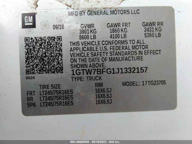 1GTW7BFG1J1332157 GMC SAVANA CARGO VAN