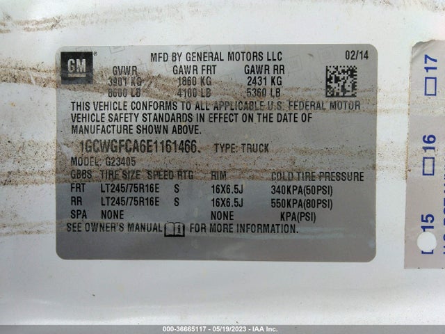 Chevrolet EXPRESS CARGO VAN 2014 1GCWGFCA6E1161466 Image 9
