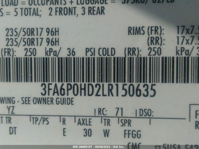 3FA6P0HD2LR150635 Ford FUSION SE
