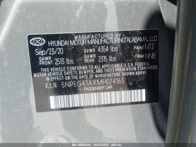 Hyundai SONATA SE 2021 5NPEG4JAXMH074163 Image 9