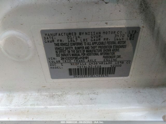 3N1CE2CP3EL413191 Nissan Versa Note Sv
