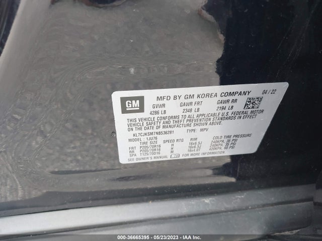 Chevrolet TRAX LS 2022 KL7CJKSM7NB536281 Image 9