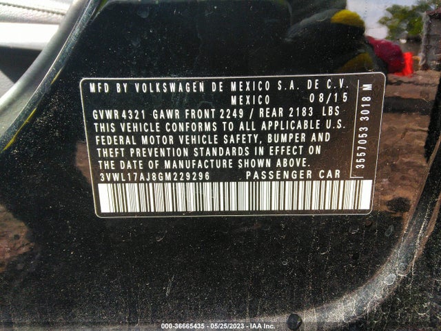 36665435 :رقم المزاد ، 3VWL17AJ8GM229296 vin ، 2016 Volkswagen Jetta Sedan 1.8t Sel مزاد بيع