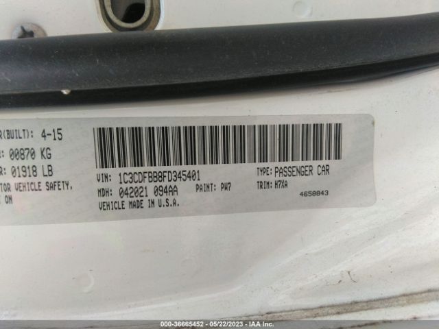 1C3CDFBB8FD345401 Dodge DART SXT