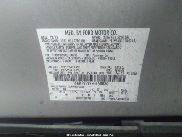 1FAHP2E92EG150830 Ford TAURUS SEL