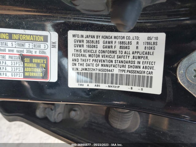 2010 HONDA INSIGHT EX VIN: JHMZE2H71AS039447