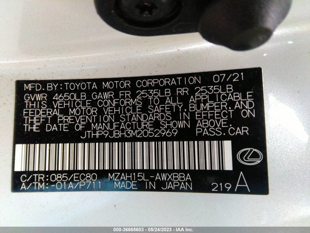 2021 Lexus UX, VIN: JTHP9JBH3M2052969