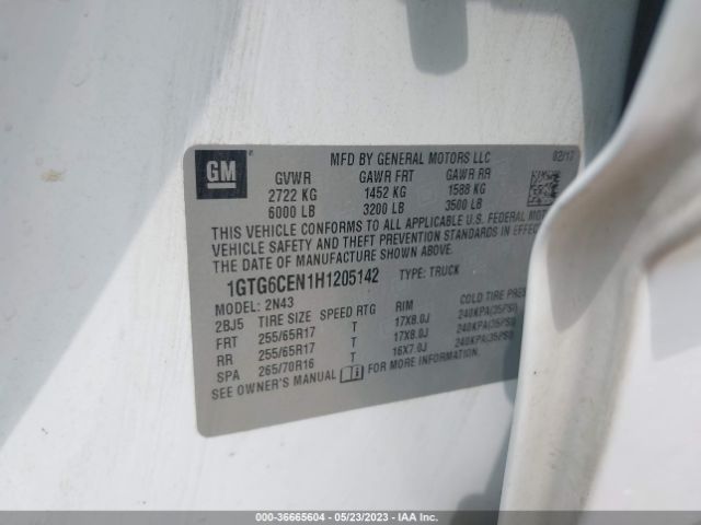 1GTG6CEN1H1205142 GMC Canyon 4wd Sle