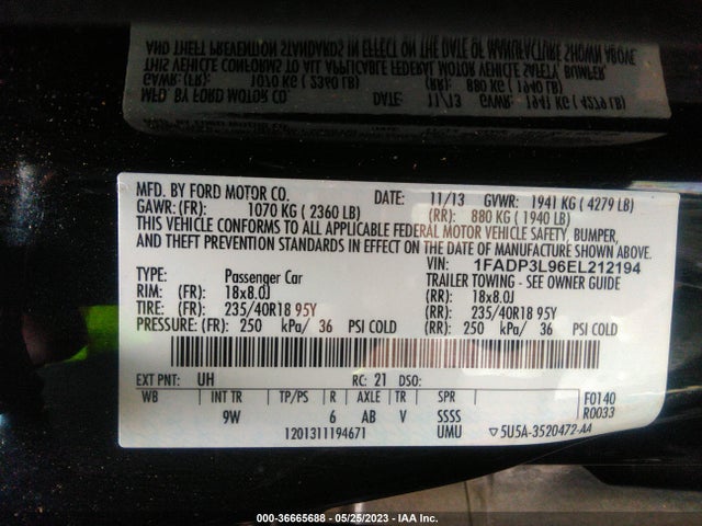 2014 FORD FOCUS ST VIN: 1FADP3L96EL212194
