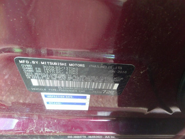 ML32A3HJ6HH010746 Mitsubishi MIRAGE ES
