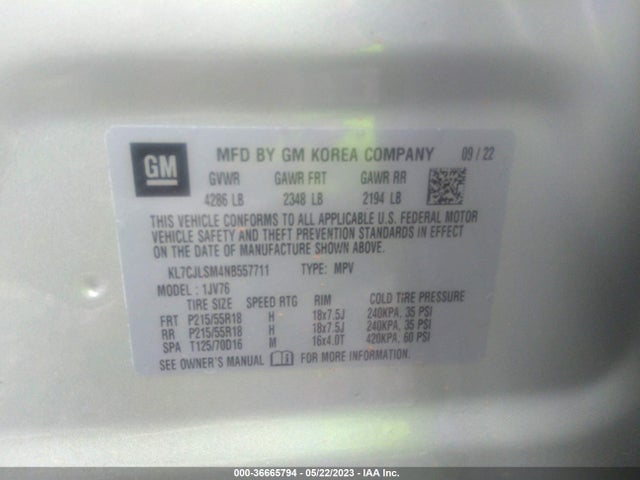 Chevrolet Trax Lt 2022 KL7CJLSM4NB557711 Image 9