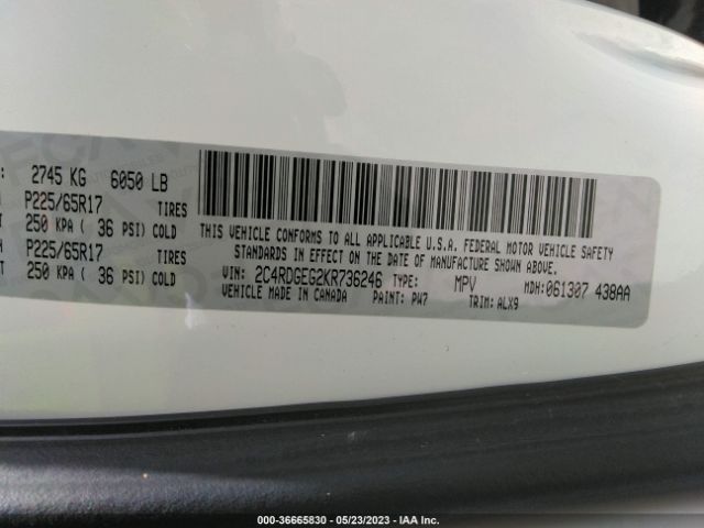 2C4RDGEG2KR736246 Dodge Grand Caravan Gt