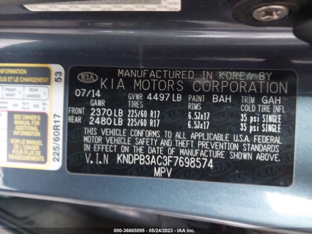KNDPB3AC3F7698574 KIA Sportage Lx