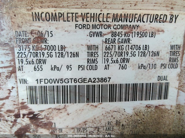 2016 Ford F-550, VIN: 1FD0W5GT6GEA23867