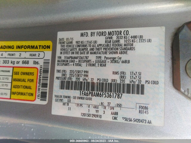 Ford Mustang V6 2015 1FA6P8AM6F5361787 Image 9