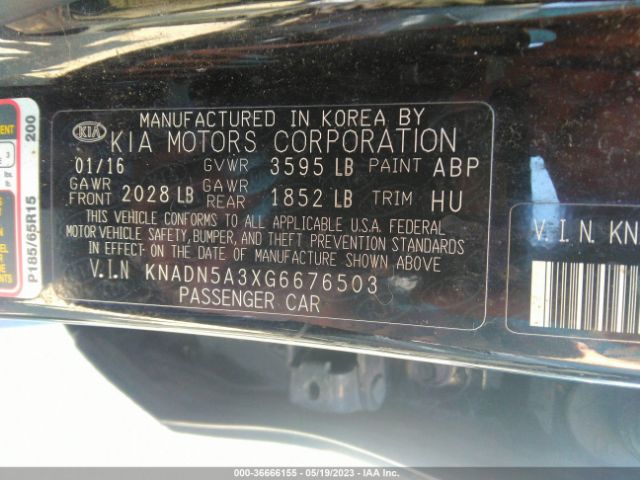 KNADN5A3XG6676503 KIA RIO EX