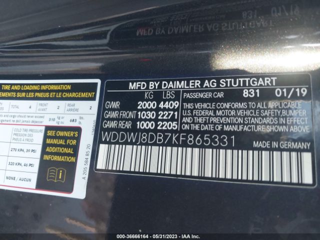 WDDWJ8DB7KF865331 Mercedes-Benz C-class C 300