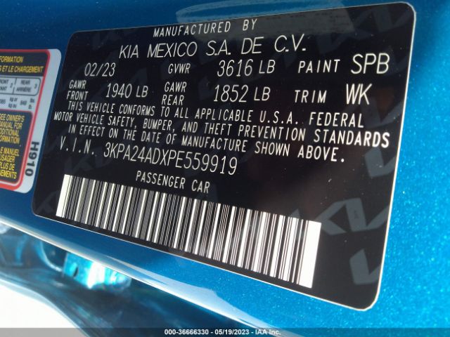 3KPA24ADXPE559919 KIA RIO S