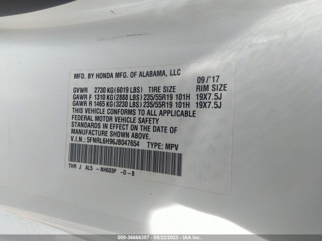 Honda Odyssey Elite 2018 5FNRL6H96JB047654 Image 9
