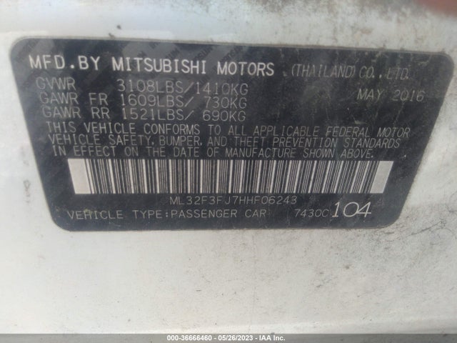ML32F3FJ7HHF06243 Mitsubishi Mirage G4 Es