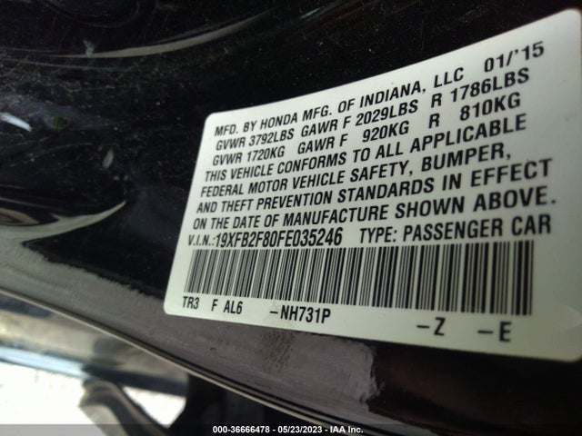 Honda Civic Sedan Ex 2015 19XFB2F80FE035246 Image 9