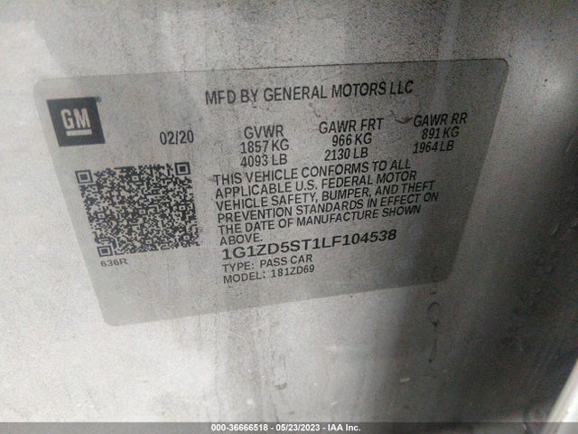 Chevrolet MALIBU LT 2020 1G1ZD5ST1LF104538 Image 9