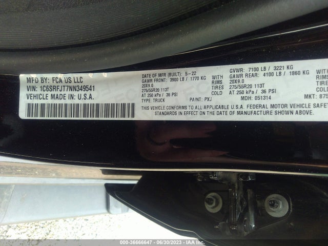 1C6SRFJT7NN349541 RAM 1500 Laramie