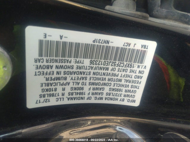 Honda Civic Lx 2018 19XFC2F52JE012336 Image 9