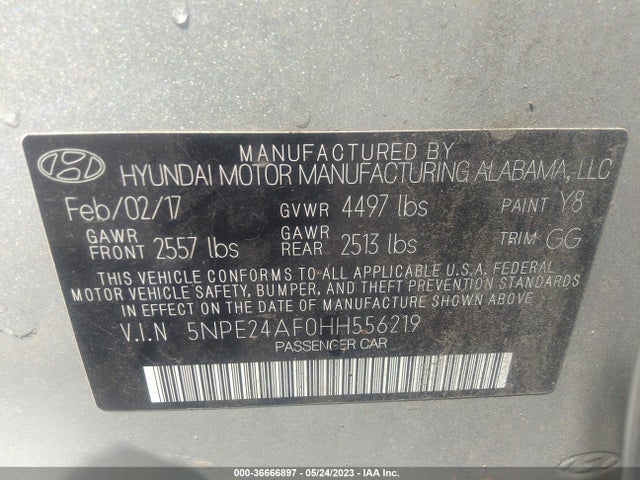 Hyundai SONATA SE 2017 5NPE24AF0HH556219 Image 10