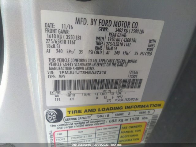 1FMJU1JT8HEA37315 Ford Expedition Xlt/king Ranch