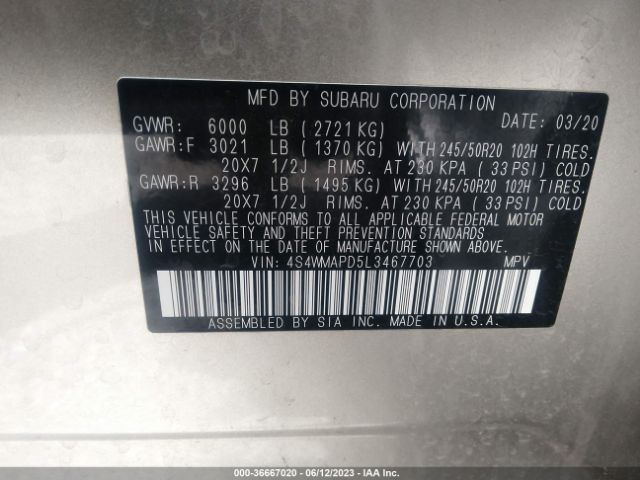 4S4WMAPD5L3467703 Subaru Ascent Limited