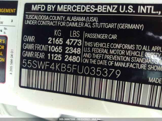 55SWF4KB5FU035379 Mercedes-Benz C-class C 300
