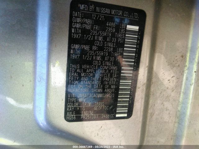 JN8AT3CA0MW029023 Nissan Rogue Sl