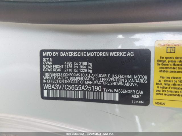 WBA3V7C56G5A25190 BMW 4 Series 428i