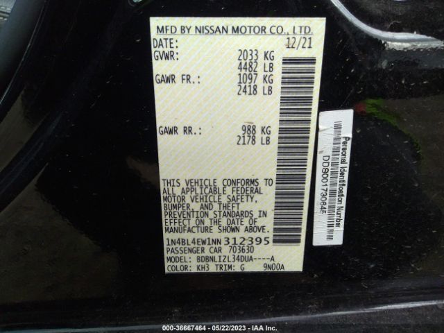 1N4BL4EW1NN312395 Nissan Altima 2.5 Sl