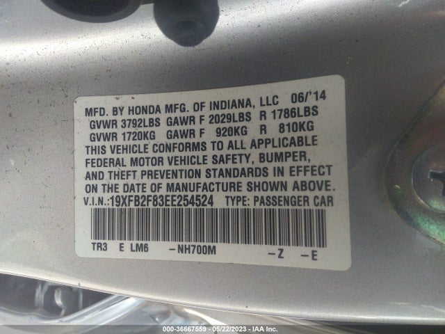 Honda Civic Sedan Ex 2014 19XFB2F83EE254524 Image 9