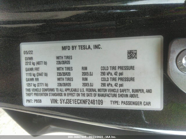 Tesla Model 3 Performance 2022 5YJ3E1ECXNF248109 Image 12