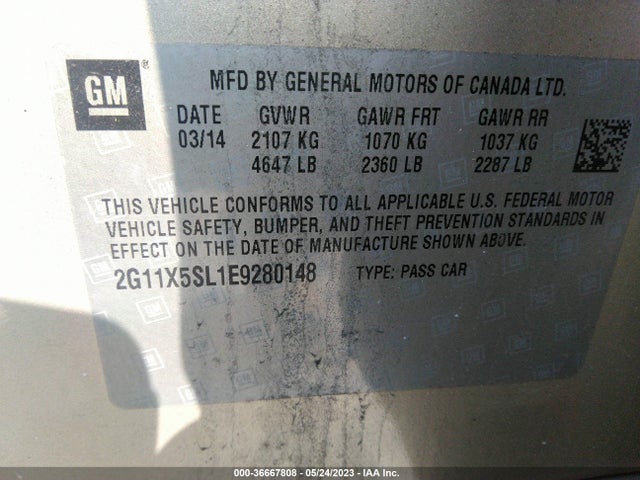 2014 CHEVROLET IMPALA LS VIN: 2G11X5SL1E9280148