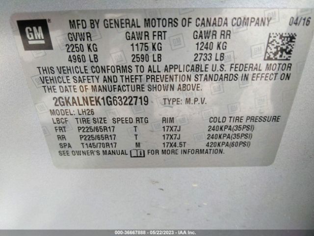 2GKALNEK1G6322719 GMC Terrain Sle