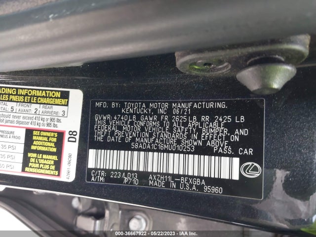 58ADA1C16MU010253 Lexus Es Es 300h