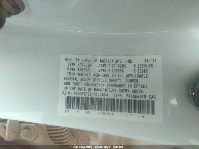Honda Accord Sedan Ex-l 2015 1HGCR2F82FA172854 Image 10