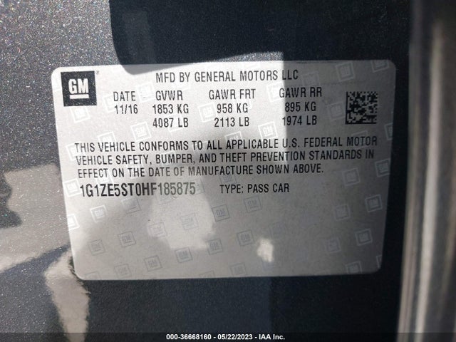 Chevrolet MALIBU LT 2017 1G1ZE5ST0HF185875 Image 9