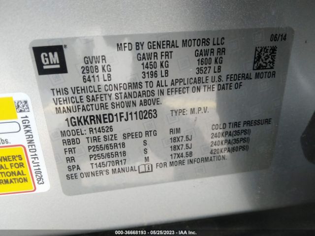 1GKKRNED1FJ110263 GMC ACADIA SLE