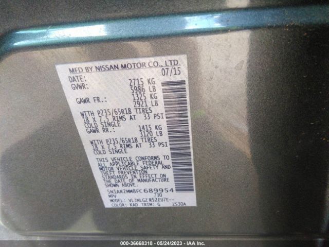 5N1AR2MM8FC689954 Nissan Pathfinder Sl