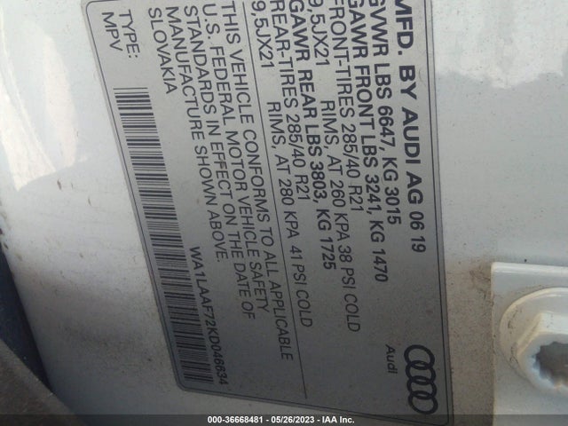 Audi Q7 Premium Plus 2019 WA1LAAF72KD046634 Image 9