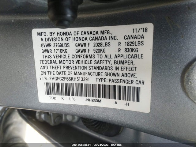 Honda Civic Sedan Lx 2019 2HGFC2F66KH513391 Image 9