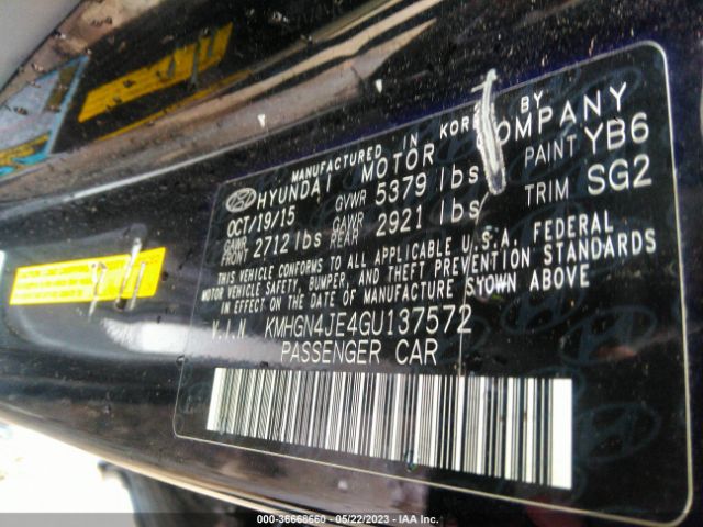 Hyundai Genesis 3.8l 2016 KMHGN4JE4GU137572 Image 10