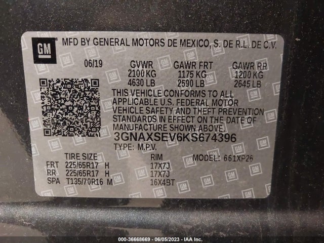 Chevrolet EQUINOX LS 2019 3GNAXSEV6KS674396 Image 9